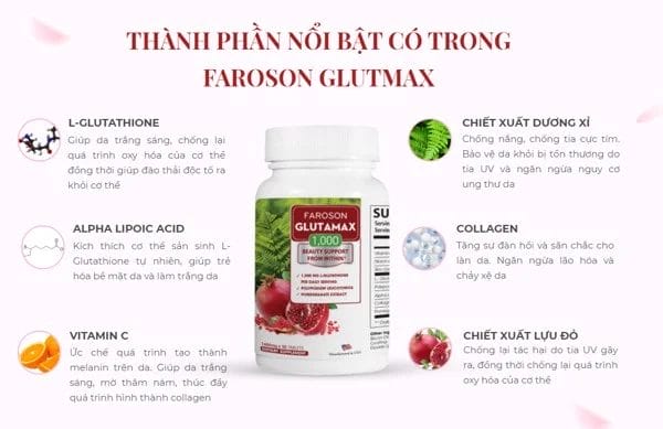 Viên uống sáng da chống nắng Faroson Glutamax 1000